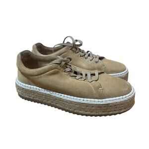 Rag & Bone Kent Espadrille Sneaker Women's 38 Dune Tan‎ Suede Leather Lace Up
